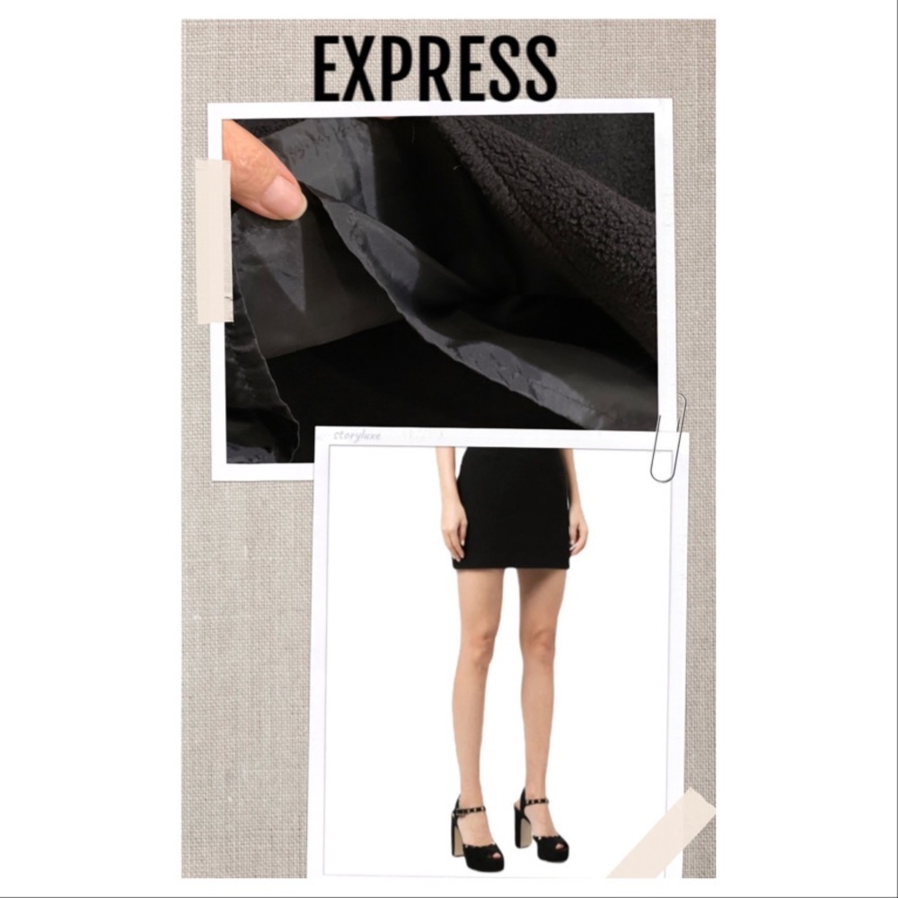 EXPRESS Skirt Fleece Failleur Black Mini Skirt Black Fitted Skirt Size 3/4